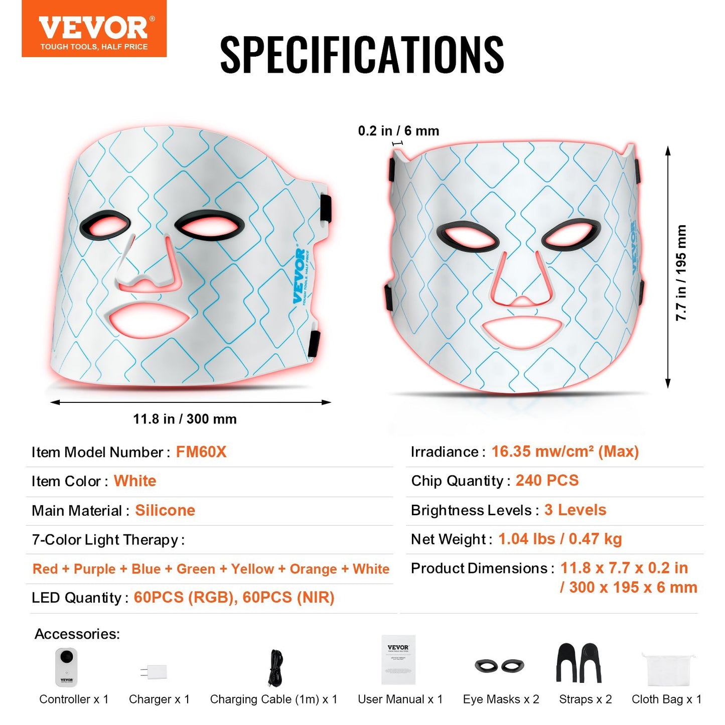 VEVOR Red Light Therapy Mask